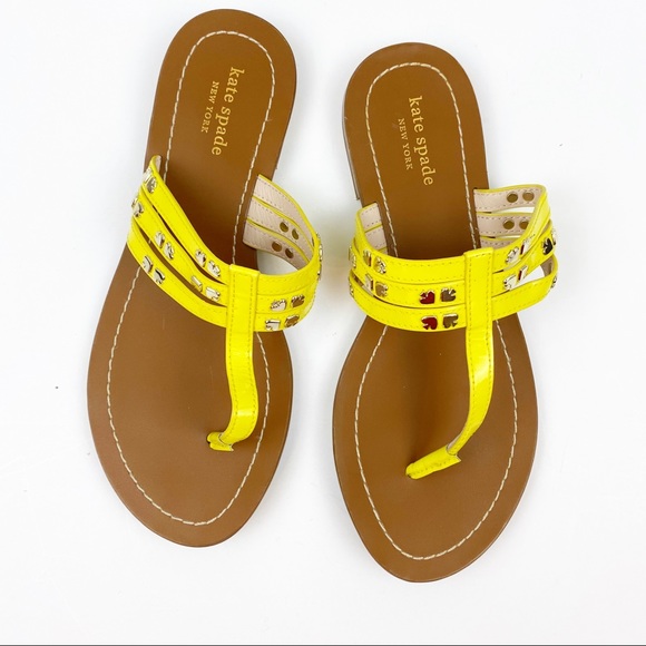 Kate Spade Flip-flops Sandals Yellow Sz 7M NWOT - Picture 1 of 3